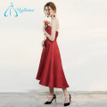 A-Line satin rouge plissé Sexy Formal Prom Dress Patterns